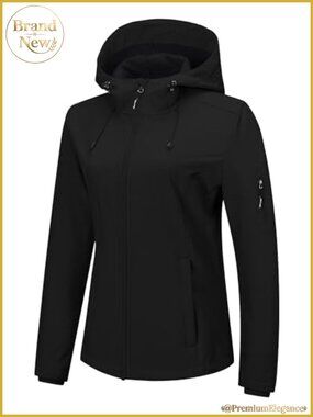 Womens Softshell Jacket Fleece Lined Waterproof Windproof Hooded Rain Coat